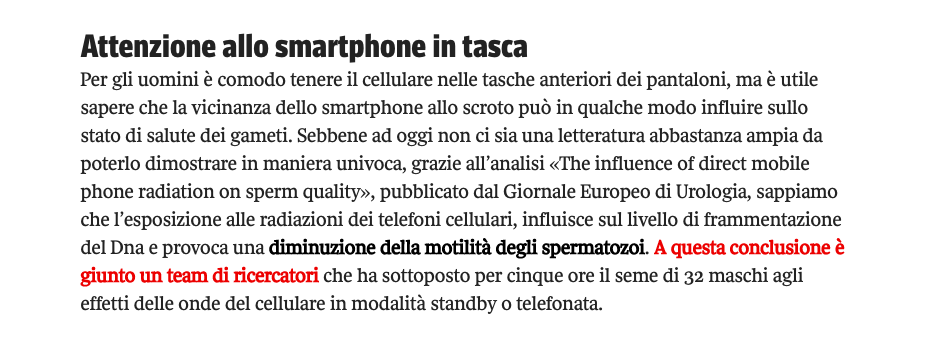 Smartphone e infertilità