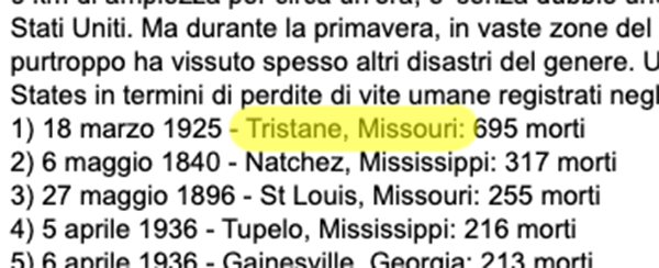 Com'è triste Tristane, Missouri